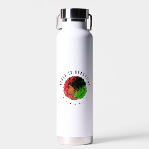 Pan African black girl woman red green pride afro  Water Bottle