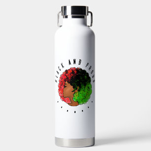 Pan African black girl woman red green pride afro  Water Bottle