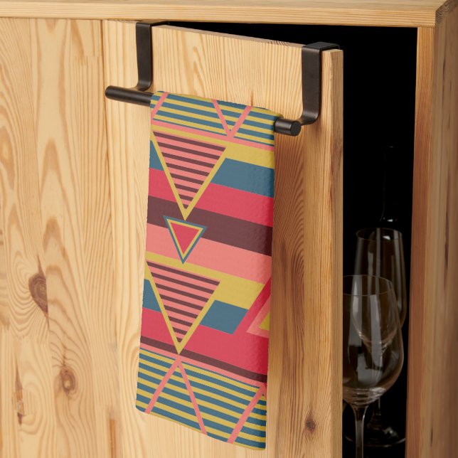 Pan African Colourful Triangle Pattern Kitchen Towel (Thirds Fold)