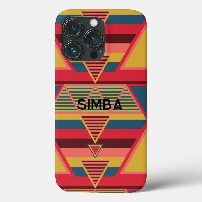 Pan African Colourful Triangle Pattern Personalize Case-Mate iPhone Case (Back)