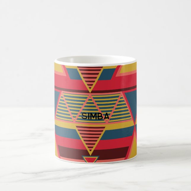 Pan African Colourful Triangle Pattern Personalize Coffee Mug (Center)