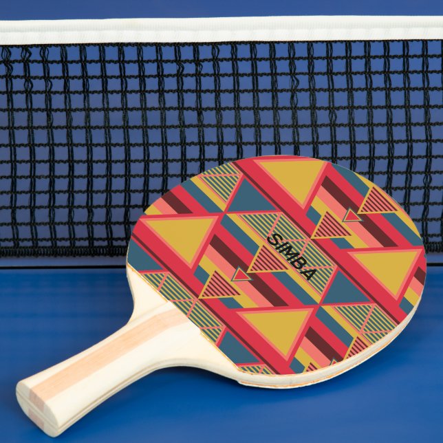 Pan African Colourful Triangle Pattern Personalize Ping Pong Paddle (Insitu)
