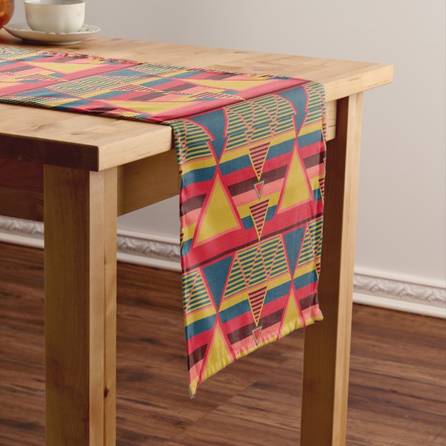 Pan African Colourful Triangle Pattern Short Table Runner (In Situ)