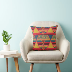Pan African Colourful Triangle Pattern Throw Pillow