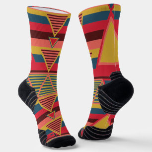 Pan African Colourful Triangle Pattern Unisex Socks
