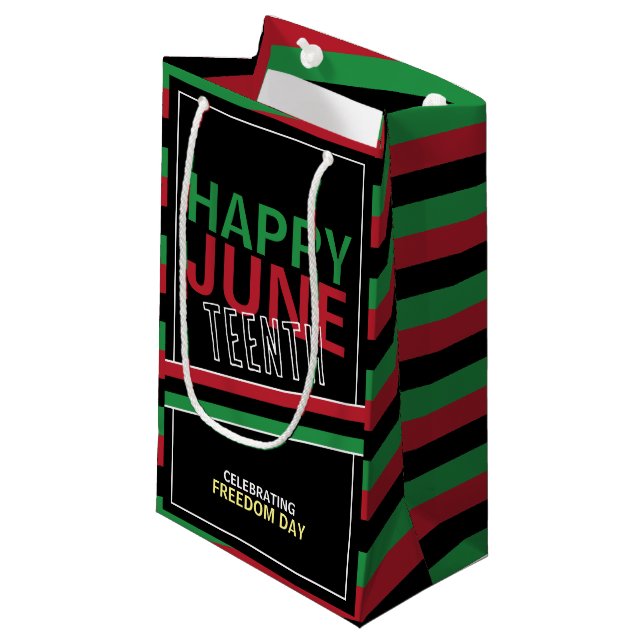 Pan-African flag Design, Juneteenth Celebration Small Gift Bag (Front Angled)