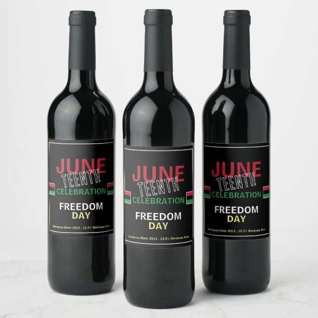 Pan-African flag Design, Juneteenth Celebration Wine Label (Bottles)