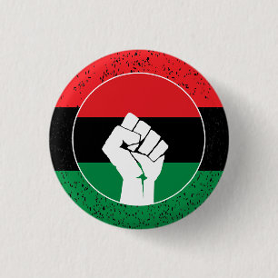 Pan African flag Fist, Afro American Black history 1 Inch Round Button