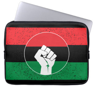 Pan African flag Fist, Afro American Black history Laptop Sleeve