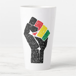 Pan African flag Fist, Afro American Black history Latte Mug