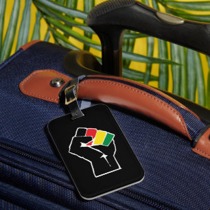 Pan African flag Fist, Afro American Black history Luggage Tag