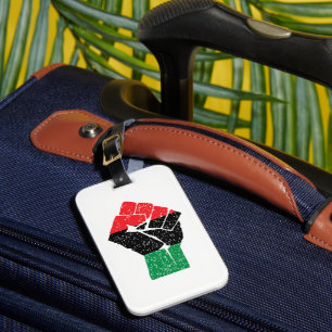 Pan African flag Fist, Afro American Black history Luggage Tag