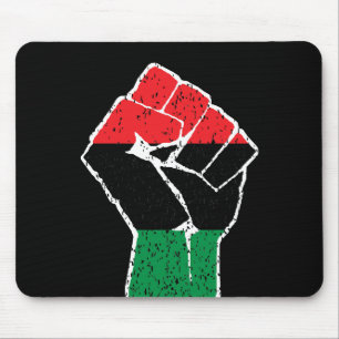 Pan African flag Fist, Afro American Black history Mouse Pad