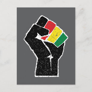 Pan African flag Fist, Afro American Black history Postcard
