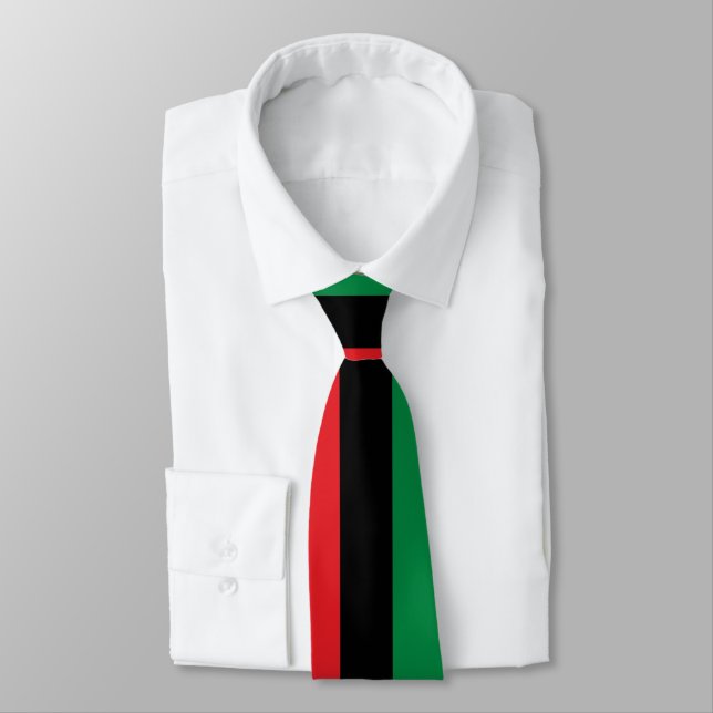 Pan African Flag, Happy Kwanzaa Tie (Tied)