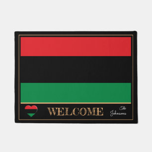 Pan African Flag & Unia Symbol house mats /Welcome
