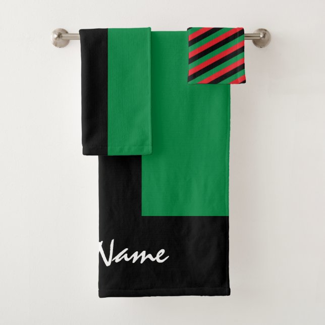 Pan African Flag & UNIA Symbol / sports fan  Bath Towel Set (Insitu)