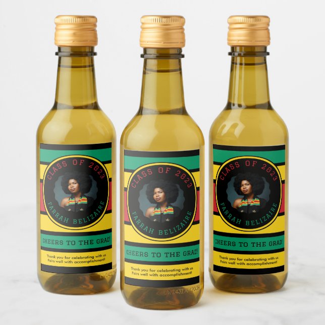 Pan African Photo Graduation Wine Label (Bottles)