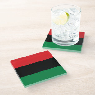 Pan African UNIA Flag Glass Coaster