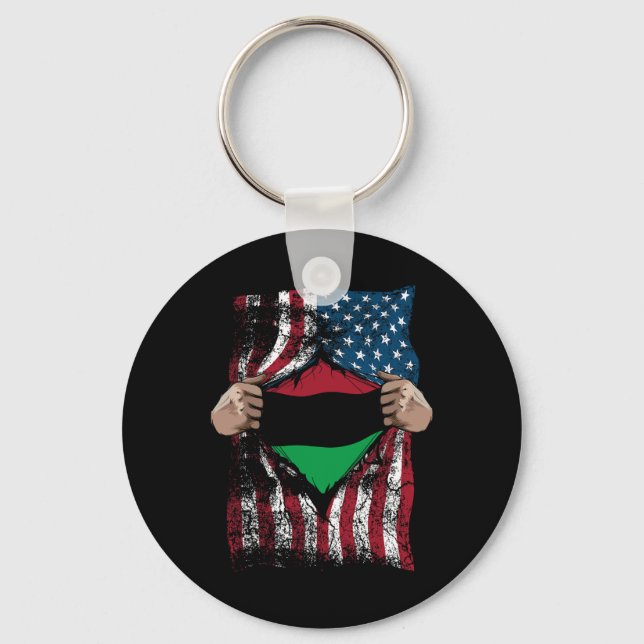 Pan African Unia Flag Loyal Afro-americans Usa Gif Keychain (Front)