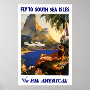 Pan Am 1940s Fly the South Seas Travel Poster