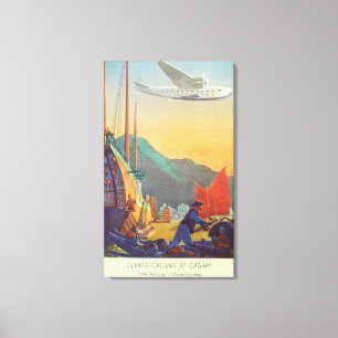 Pan-American Clipper Flying Over China Canvas Print
