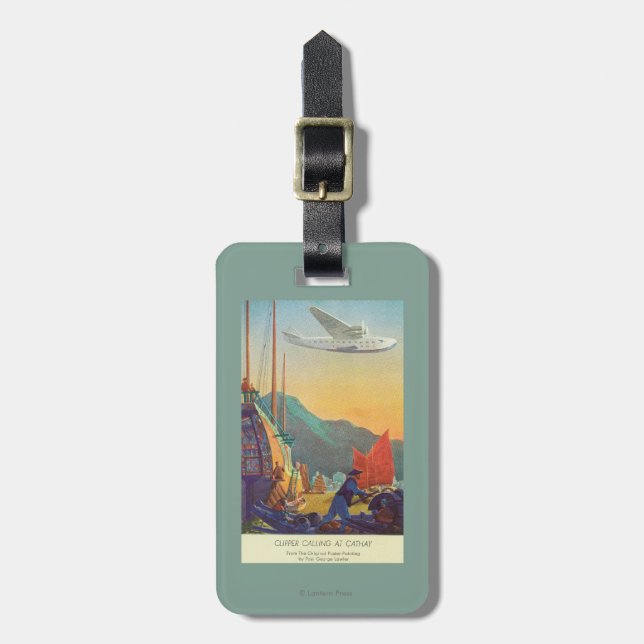 Pan-American Clipper Flying Over China Luggage Tag (Front Vertical)