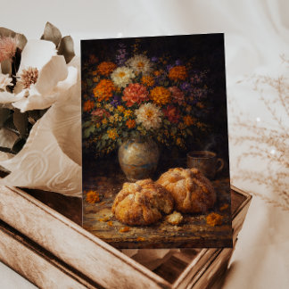 Pan de Muerto Floral Still Life Art Postcard
