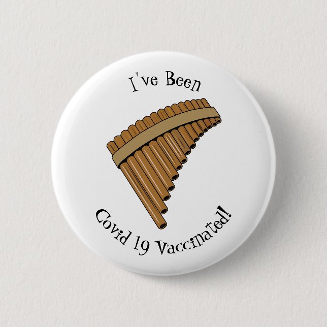 Pan flute / panpipes cartoon illustration  2 inch round button (Front)