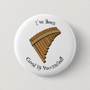 Pan flute / panpipes cartoon illustration 2 inch round button