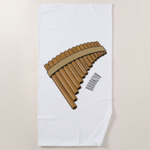 Pan flute / panpipes cartoon illustration beach towel