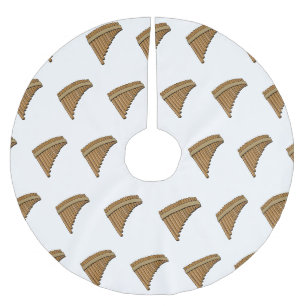 Pan flute / panpipes cartoon illustration brushed polyester tree skirt