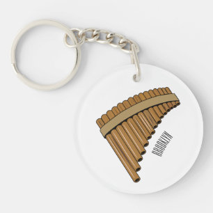 Pan flute / panpipes cartoon illustration  keychain