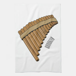 Pan flute / panpipes cartoon illustration kitchen towel