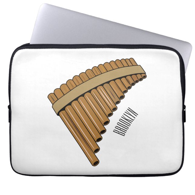 Pan flute / panpipes cartoon illustration  laptop sleeve (Front)