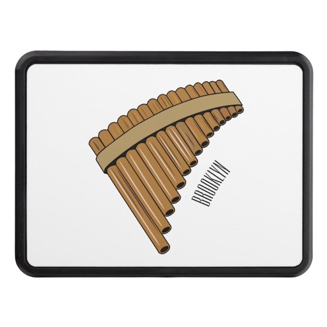Pan flute / panpipes cartoon illustration  trailer hitch cover (Front)