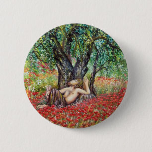 PAN, OLIVE TREE AND POPPY FIELDS 2 INCH ROUND BUTTON