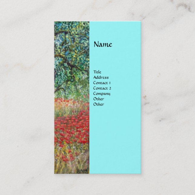 PAN,OLIVE TREE AND POPPY FIELDS monogram,blue Business Card (Front)