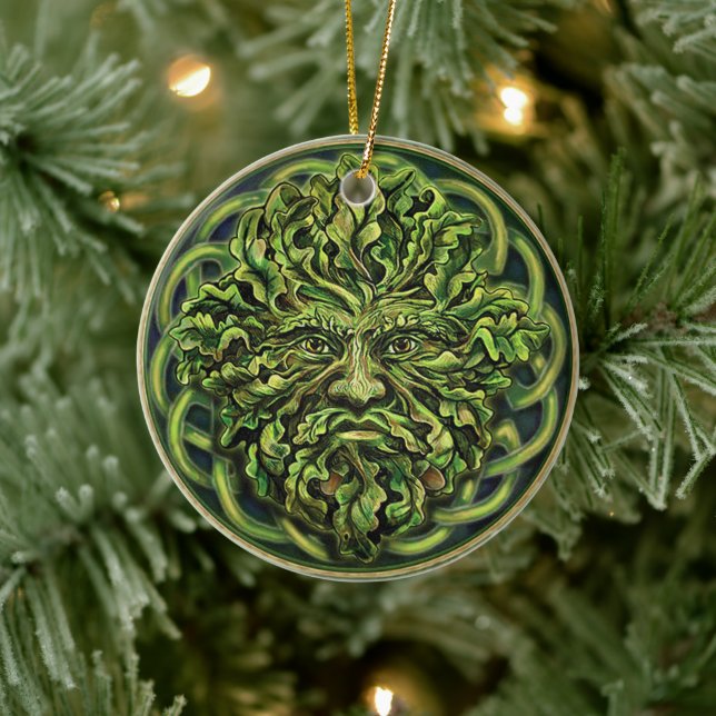 Pan Pagan God Celtic Green Man Yule Wiccan Witch Ceramic Ornament (Tree)