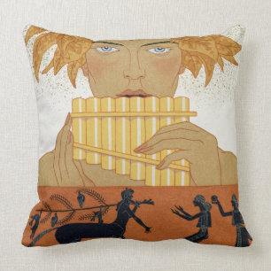 Pan Piper, illustration from 'Les Mythes' by Paul Throw Pillow