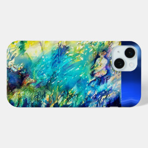 PAN PLAYING FLUTE AND DEER IN GREEN WOODLAND iPhone 15 MINI CASE