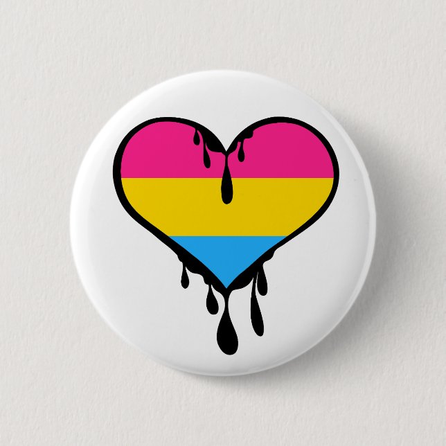 Pan Pride Dripping Heart 2 Inch Round Button (Front)