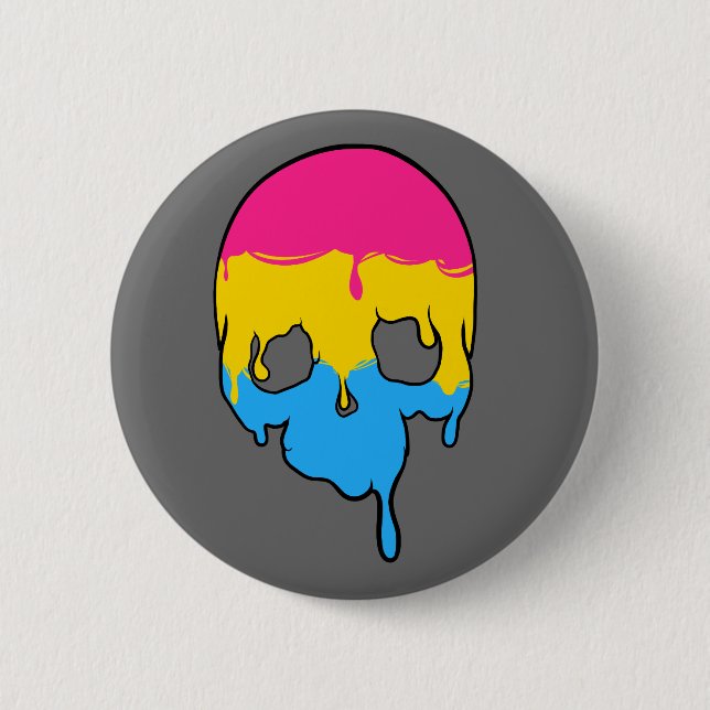 Pan Pride Dripping Skull 2 Inch Round Button (Front)