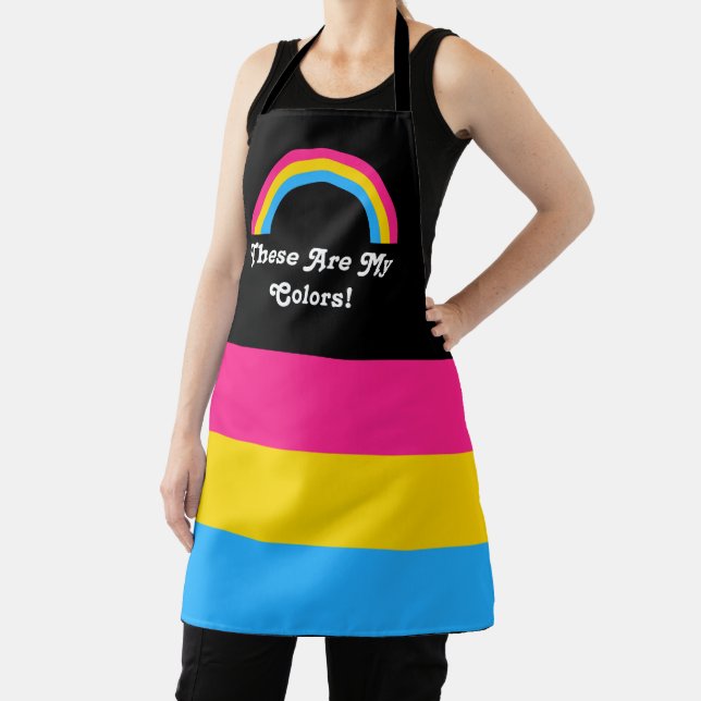 Pan pride flag and rainbow with a custom text ap apron (Insitu)