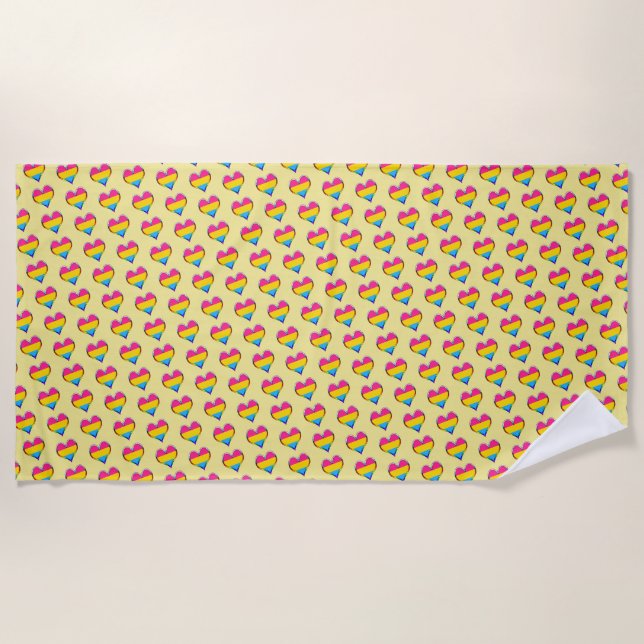 Pan Pride Heart Pattern Beach Towel (Front)