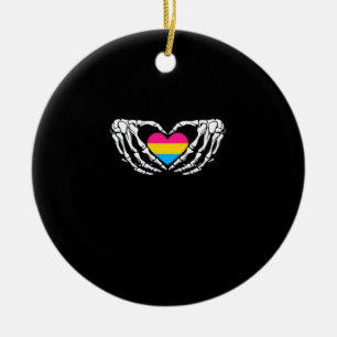Pan Pride Skeleton Halloween Pan Goth Heart Ceramic Ornament