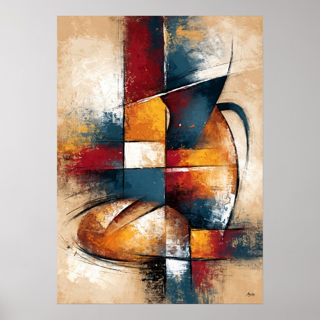 Pan to Tsubo Abstract Still Life with Bread Jar Poster (Front)