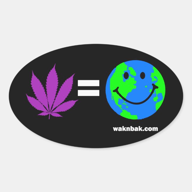 Panacea = Happy Earth Oval Sticker (Front)