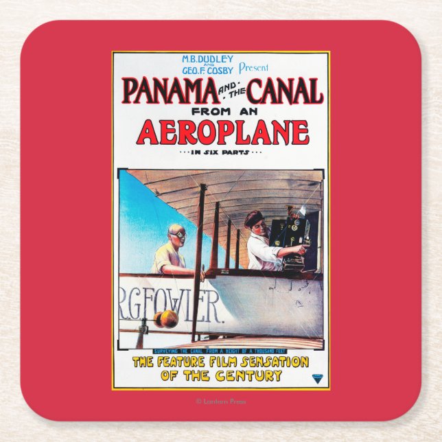 Panama and the Canal Aeroplane Movie Promo Poste Square Paper Coaster (Front)