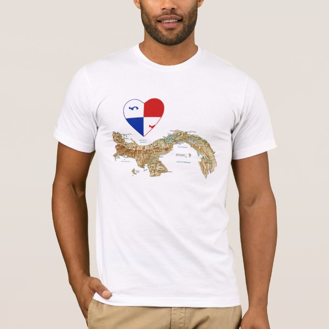 Panama Banner Heart and Map T-Shirt (Front)